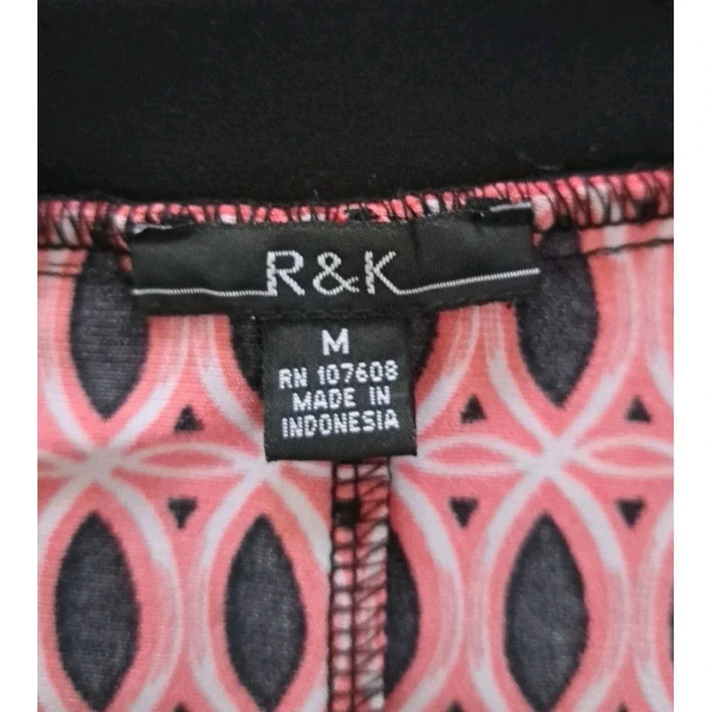 R&K Shift Dress M Pink/Black Geometric Print Colorblock‎ Stretch Career Casual